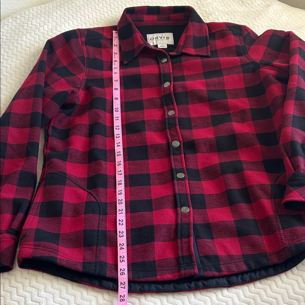 Orvis Women’s Plaid Button Down Shirt Jacket- Red and Black - Picture 3 of 7